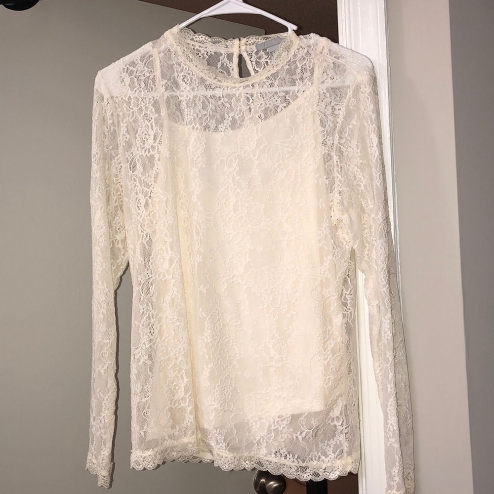 White paisley long sleeve shirt